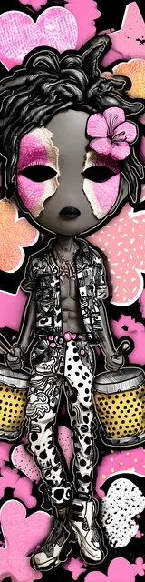 Free teacher bookmark featuring a masked teacher standing with a drum